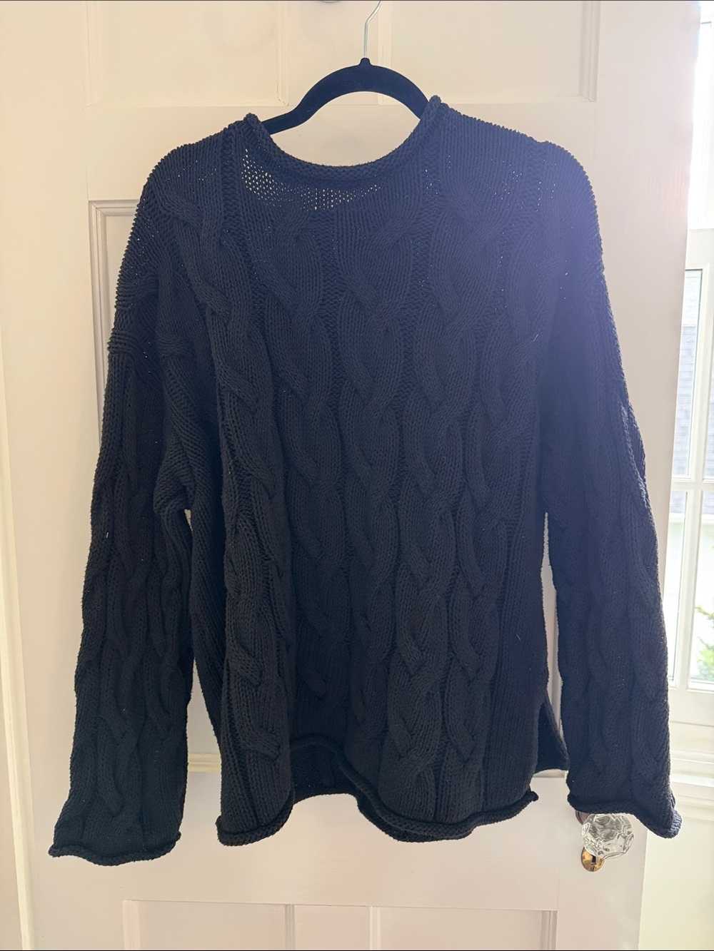 Zara Chunky Cable Knit Sweater - Black